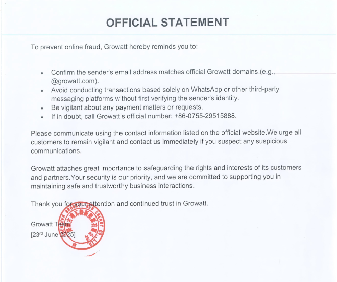 Statement on Online fraud